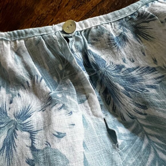 Lungo LArno Floral Sleeveless Dress Made In Italy 100% Linen Blue/White Size M - Picture 12 of 12